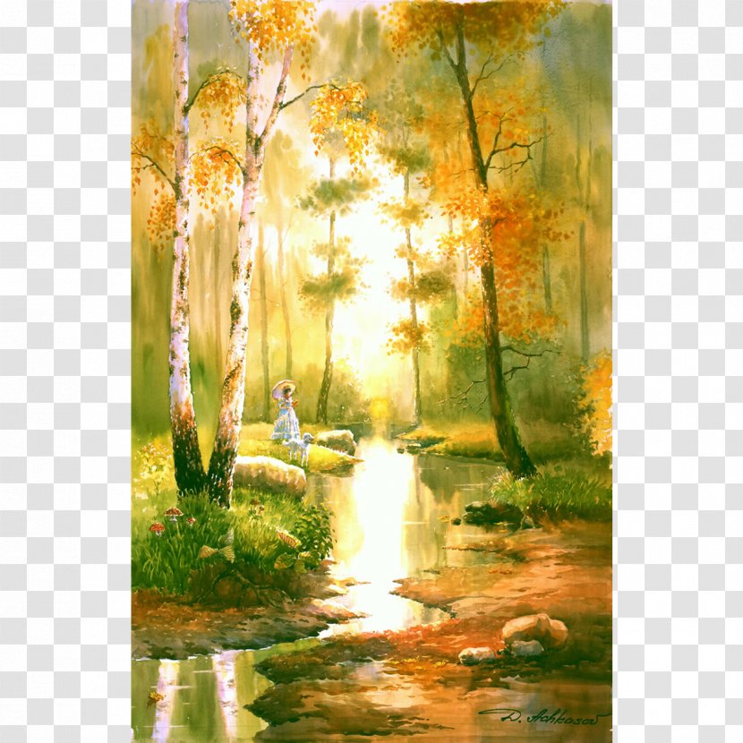 Watercolor Painting Acrylic Paint Bayou - Modern Art - The Beginning Of Autumn Transparent PNG
