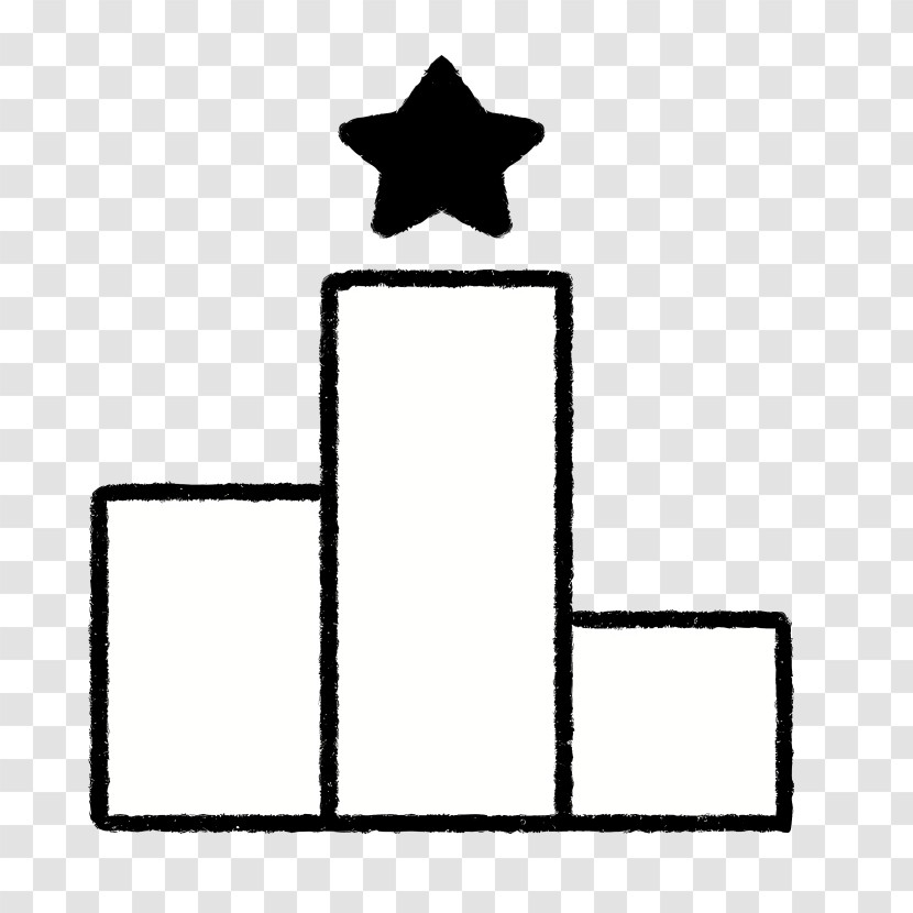 Icon - Black And White Podium With Star Transparent PNG