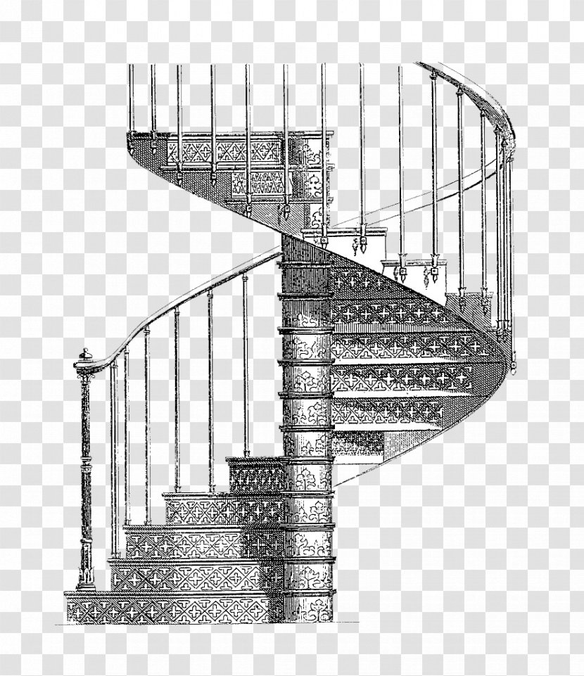 Stairs Cast Iron Drawing Csigalxe9pcsu0151 Illustration - Helix - Pencil Sketching Rotary Stair Manuscript Transparent PNG