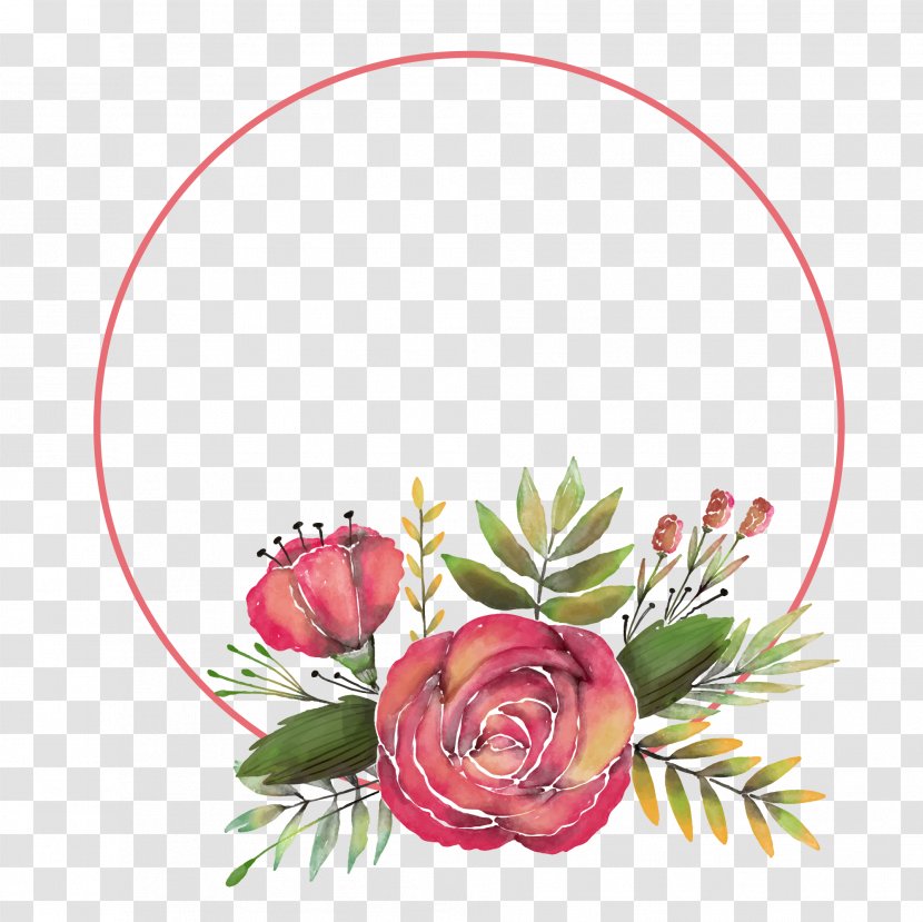 Hand Painted Rose Flower Decorative Frame - Flora Transparent PNG