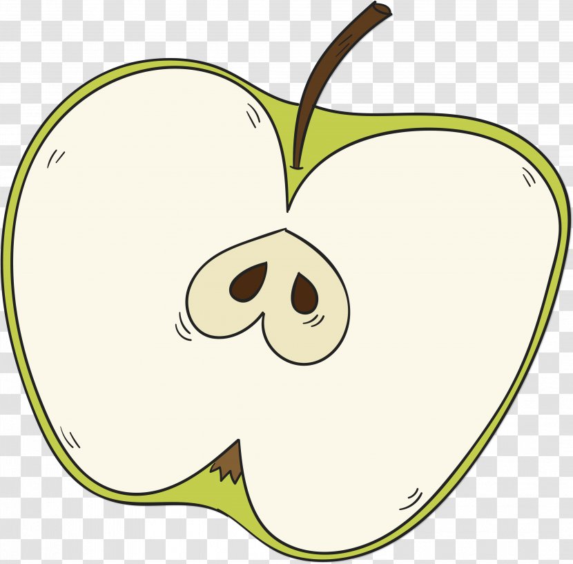 Apple - Heart - Hand Painted Half Green Transparent PNG