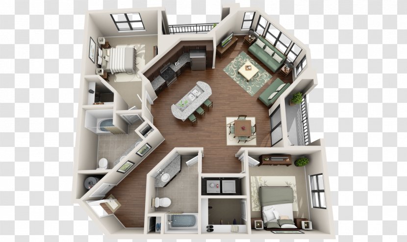 3D Floor Plan House - Planning - Apartment Transparent PNG