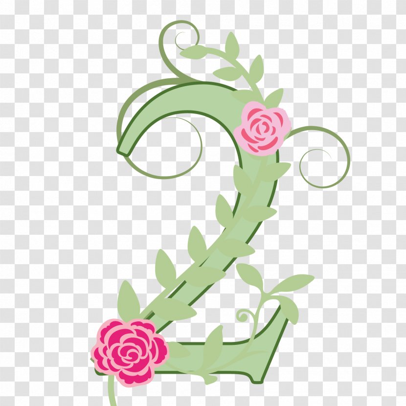 Flower Number Floral Design Clip Art - Pink - Green Transparent PNG