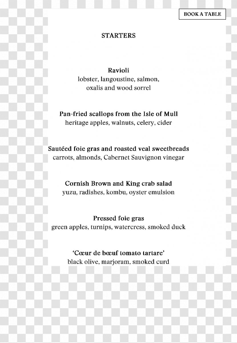 Document Line Brand - Paper - Restaurant Menu Examples Transparent PNG