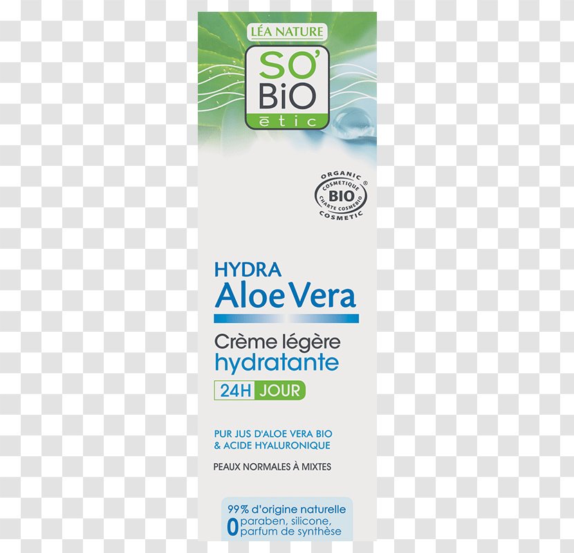 Cream Aloe Vera Crema Idratante Skin Organic Food - Ecocert - Milk Transparent PNG