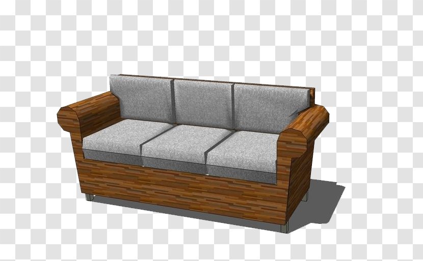 Couch Sofa Bed Living Room Furniture Wood - Cushion - Gray Wooden Model Transparent PNG