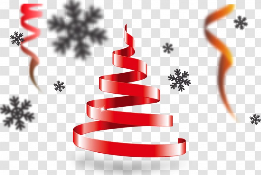Spiral Ribbon Christmas Tree - Red - Lines Transparent PNG
