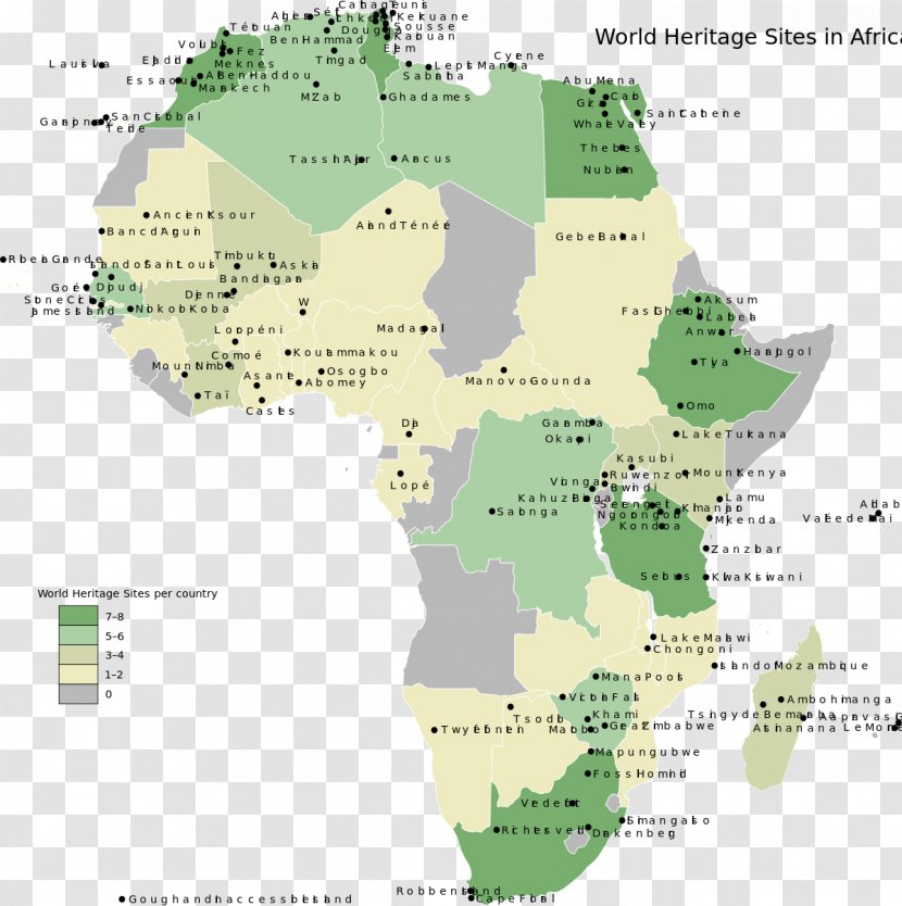 Africa World Map Heritage Site - Land Lot Transparent PNG