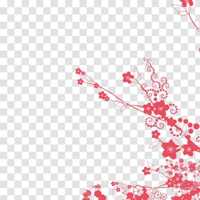 Plum Blossom Gold - Text - Rose Red Flowers Silhouette Transparent PNG