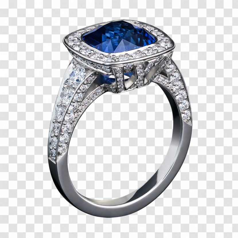 Sapphire Engagement Ring Wedding Silver - Gemstone - Van Cleef Transparent PNG