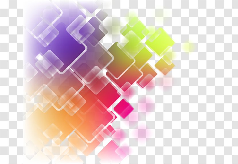Abstract Art Clip - Rectangle - Colorful Geometric Squares Curve Transparent PNG