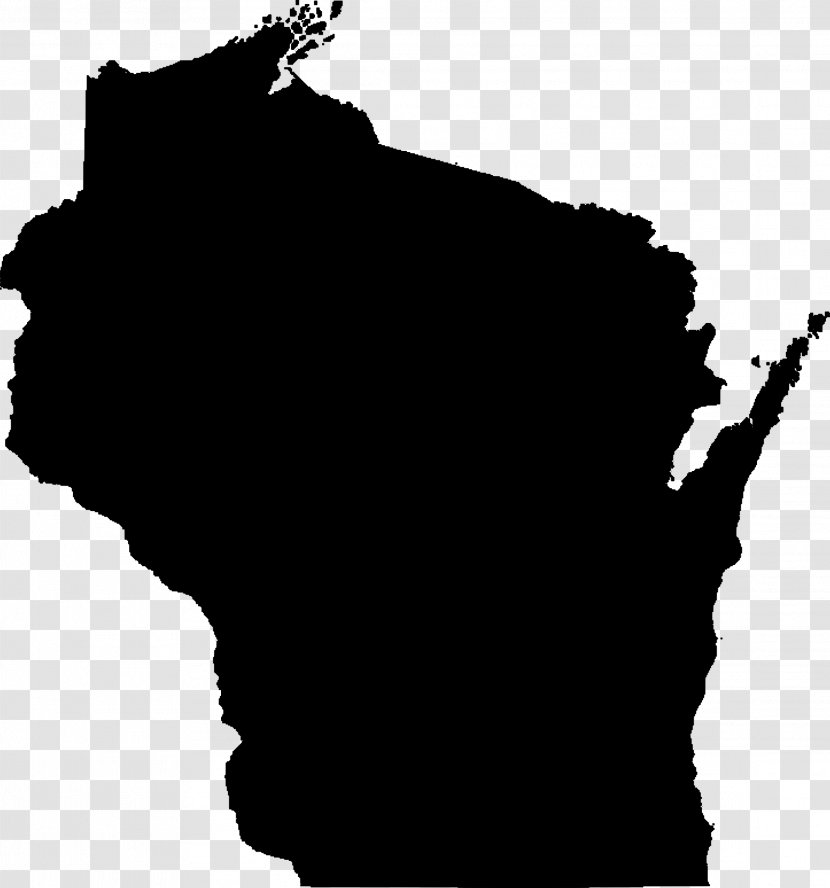 Wisconsin Blank Map Clip Art - Black And White - State Transparent PNG