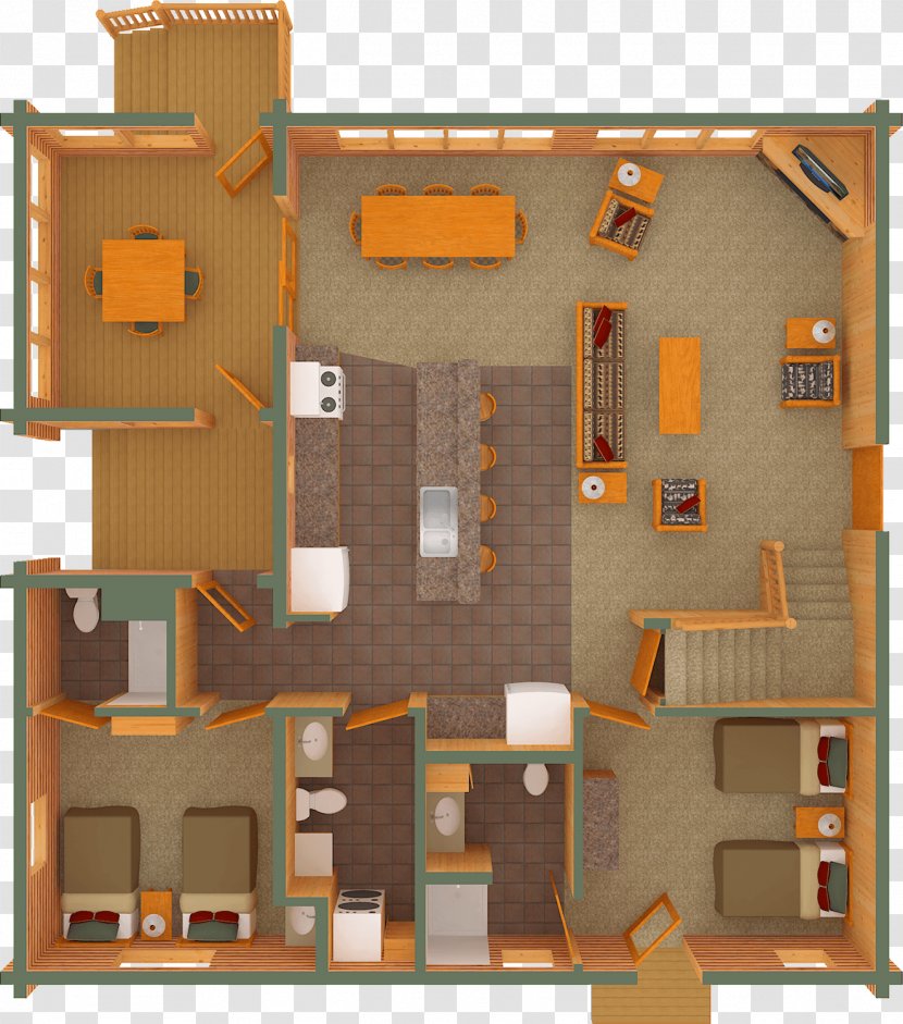House Log Cabin 3D Floor Plan Web3D Transparent PNG