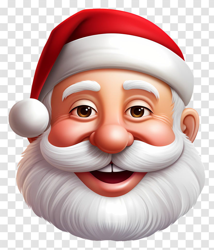 Santa Claus - Smiling Santa Claus Face With Red Hat Transparent PNG