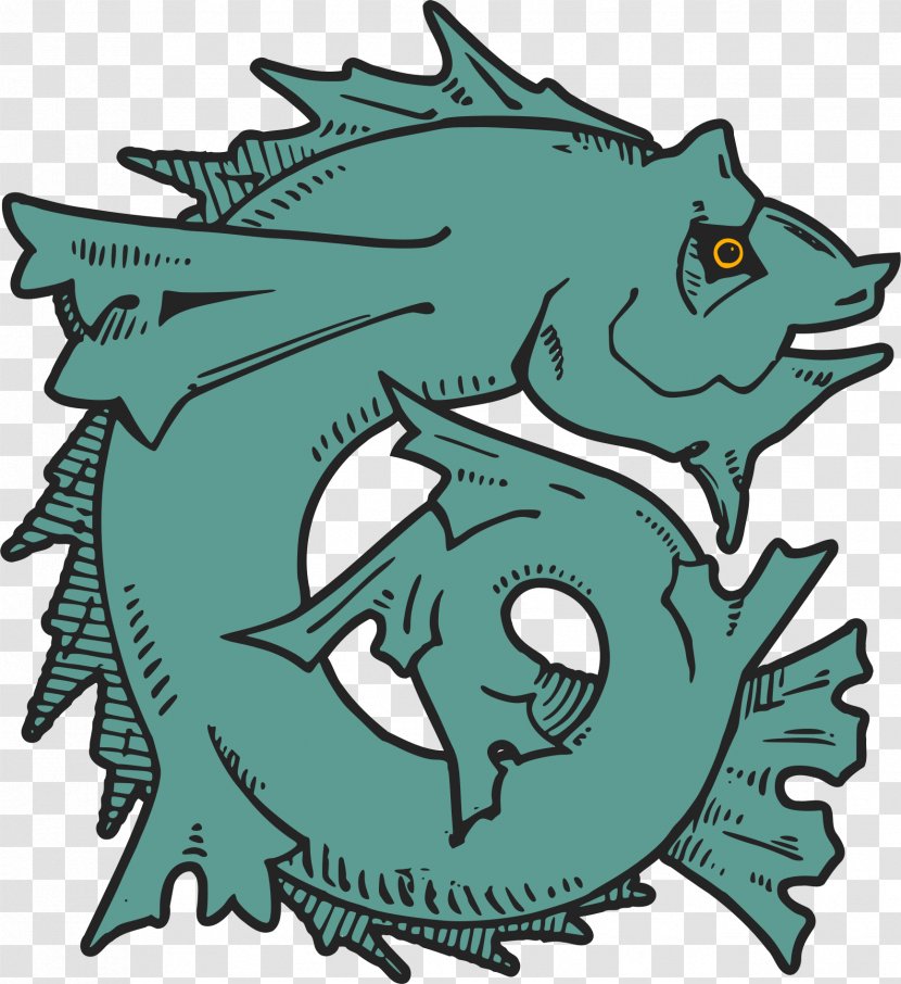 Horse Line Art Clip - Green - Stylized Fish Transparent PNG