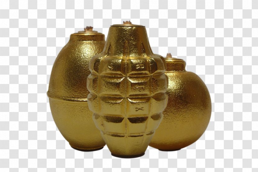 Grenade Firearm Oil Lamp Gold Metal - Candle Transparent PNG