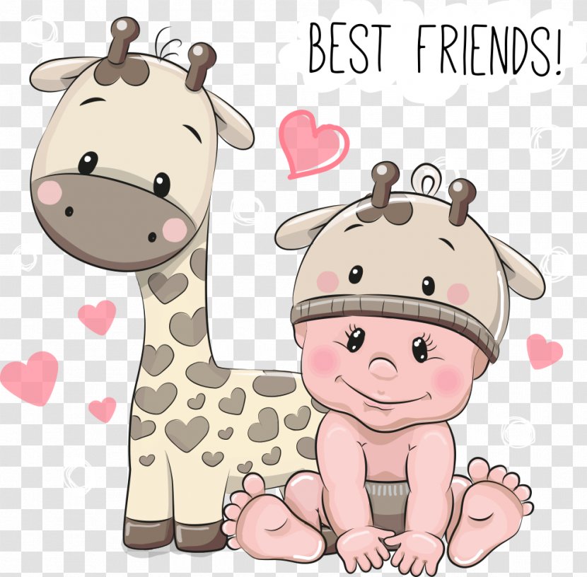 Cartoon Infant Stock Photography Illustration - Clip Art - Vector Giraffe Kids Transparent PNG