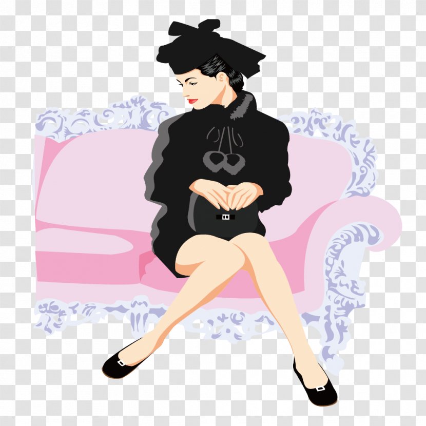 Adobe Illustrator Euclidean Vector - Silhouette - Woman Black Dress On The Couch Transparent PNG