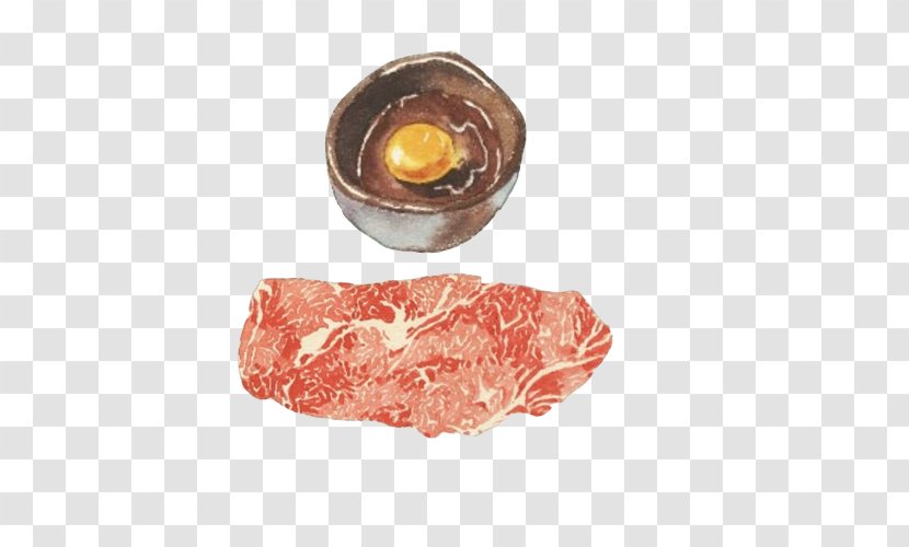 Bacon Sushi Japanese Cuisine Cecina Meat - Heart - Snow Beef Hand Painting Material Picture Transparent PNG