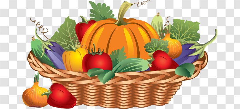 Basket Thanksgiving Turkey Fruit Clip Art - Dinner - Fall Harvest Cliparts Transparent PNG