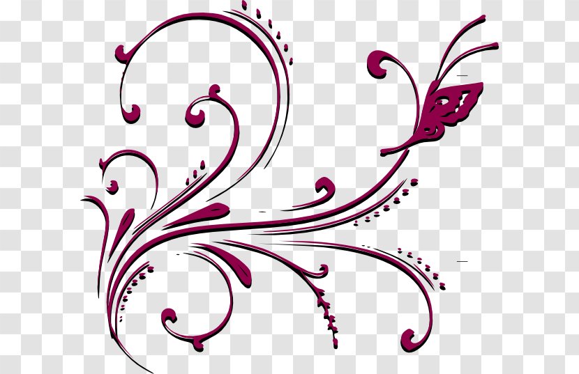 Clip Art - Magenta - Butterfly Border Transparent PNG