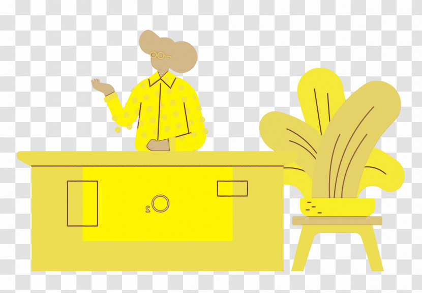 Cartoon Yellow Line Font Furniture Transparent PNG