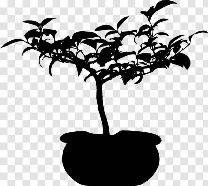 Tree Silhouette Leaf Woody Plant - Black And White - Bonsai Transparent PNG