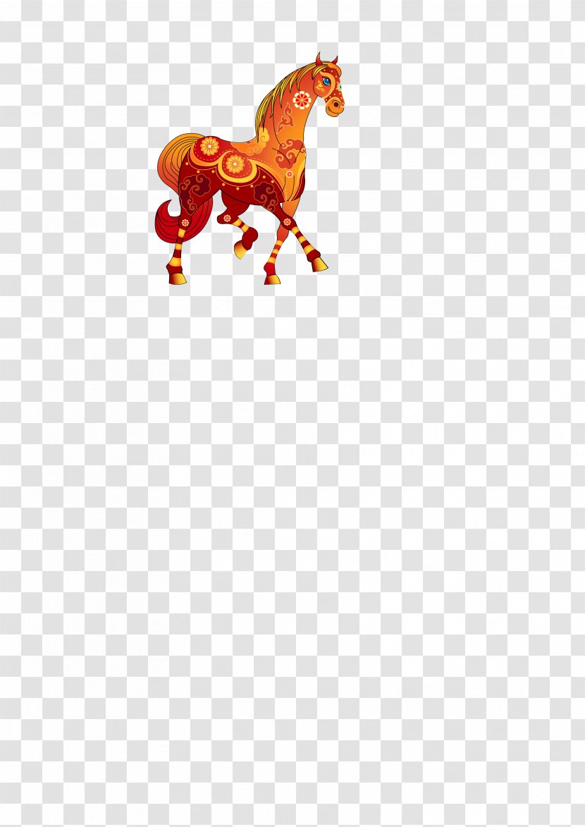 Livestock Character Fiction Pattern - Red - Horse Creative Paper-cut Template Transparent PNG