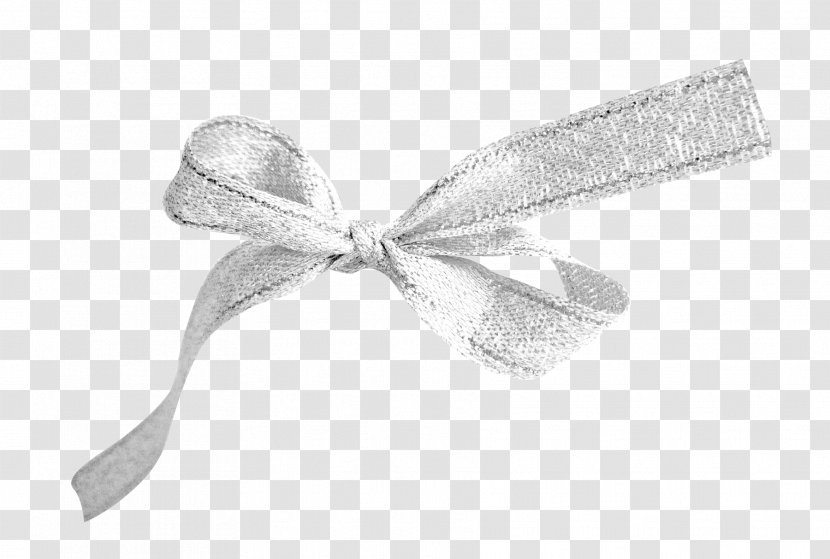 Ribbon Textile White - Silver Bow Transparent PNG