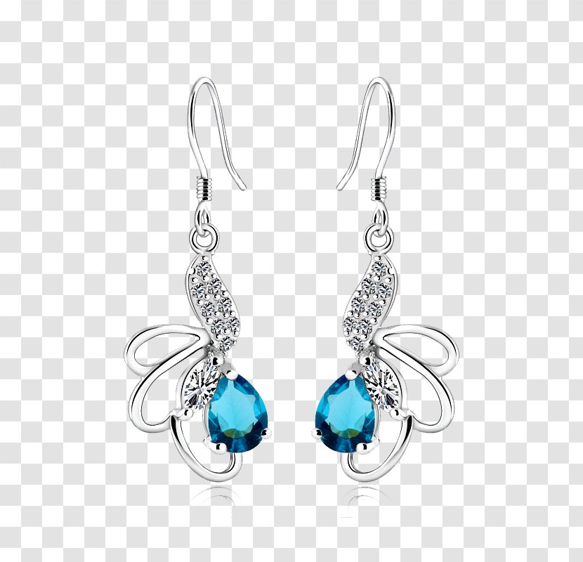 Earring Turquoise Silver Sapphire - Body Jewelry - Earrings Transparent PNG