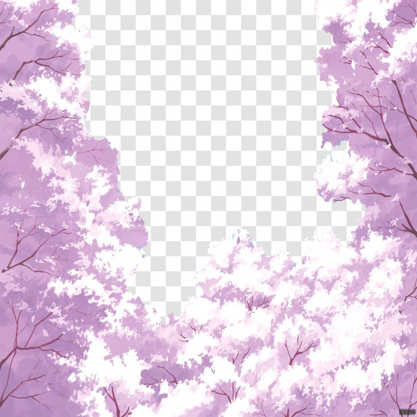 Cherry Blossom Cerasus - Tree - Beautiful Hand-painted Trees Buckle Free Material Transparent PNG