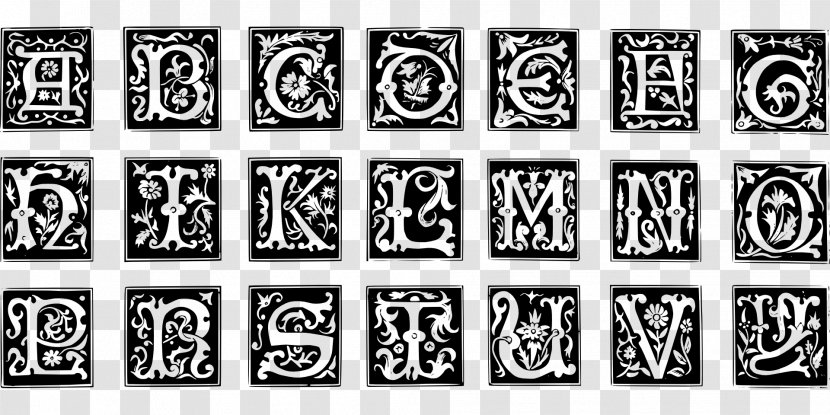 Decorative Letters Alphabet Illuminated Manuscript - Ornament - Initials Transparent PNG