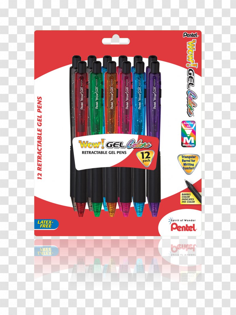 Pens Pentel WOW! Retractable Gel Pen K437 Ballpoint - Wow - Correction Transparent PNG