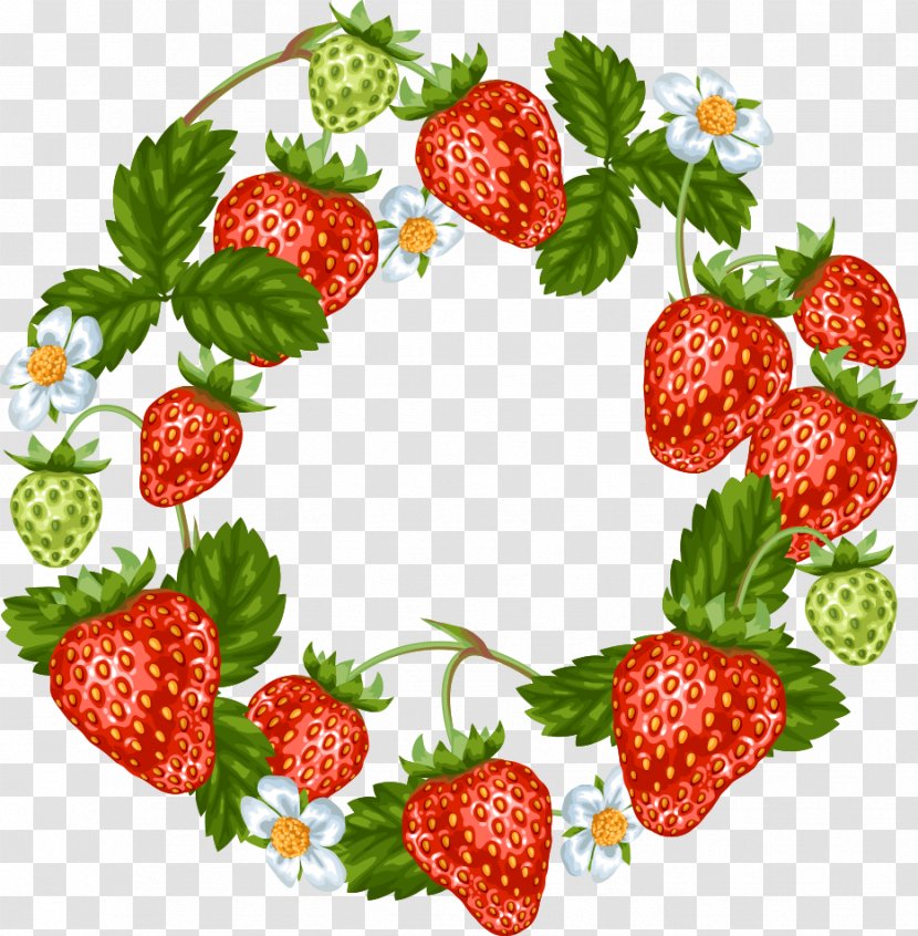 Strawberry Frutti Di Bosco Fruit Food - Superfood - Vector Wreath Transparent PNG