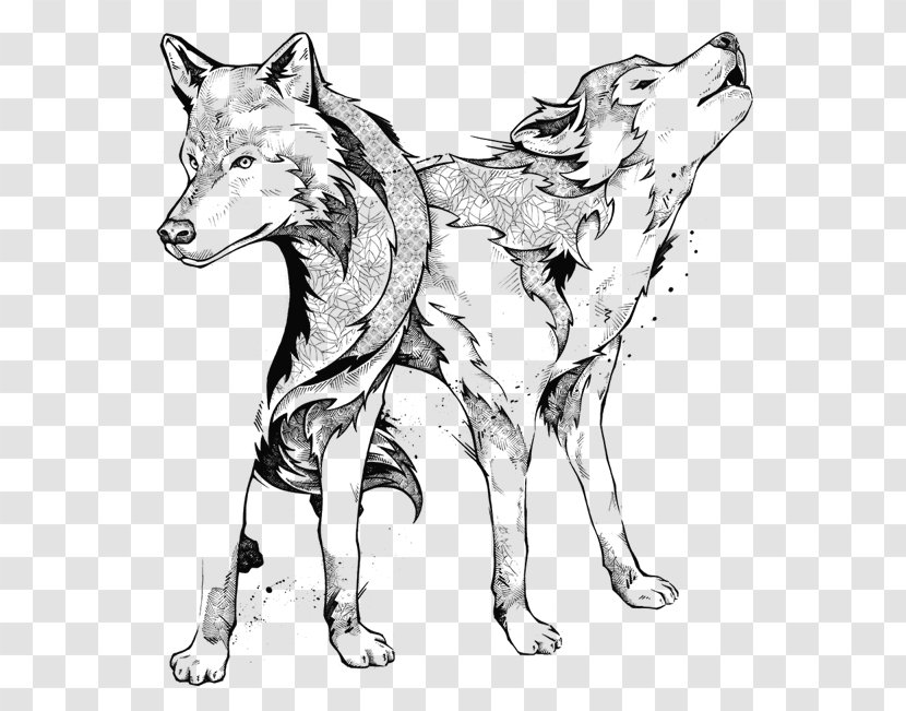 Gray Wolf Line Art Manic Botanic: Zifflin's Coloring Book Black And White Drawing Transparent PNG