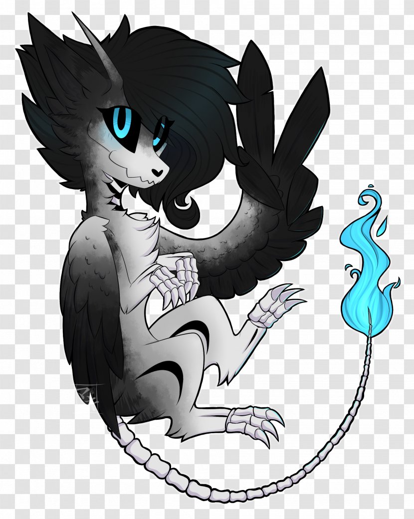 Cat Dragon Cartoon Legendary Creature - Black And White Transparent PNG