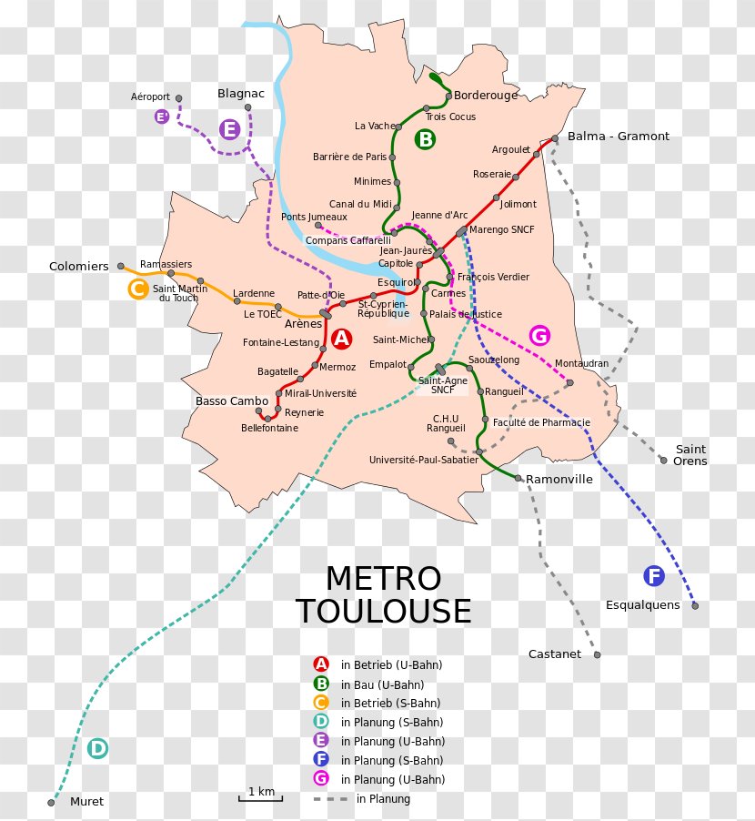 Rapid Transit Map Line Toulouse Metro Transparent PNG