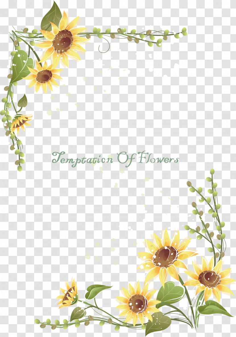 Common Sunflower Euclidean Vector Clip Art - Floral Design - Korean Lace Frame 2 Transparent PNG
