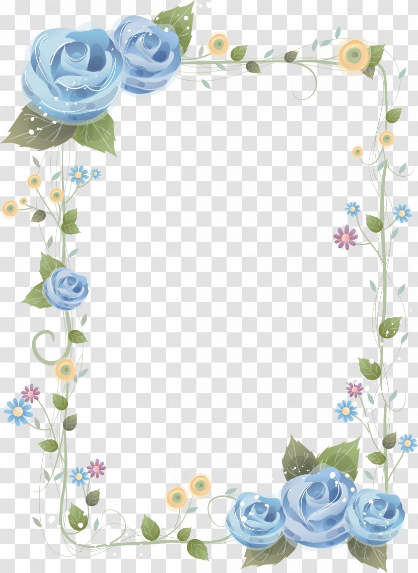 Flower Blue Rose Picture Frames Clip Art - Chinese Border Transparent PNG