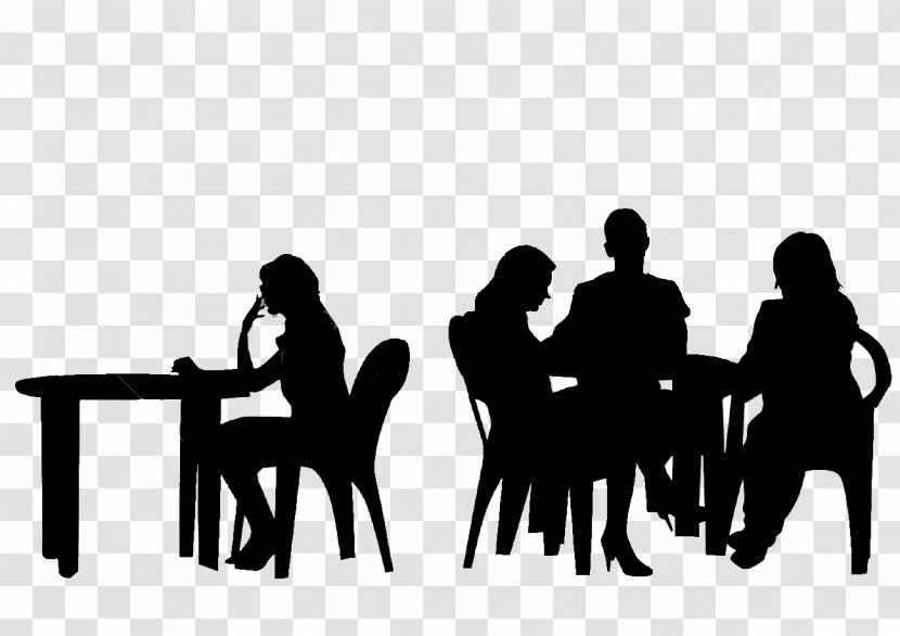 Silhouette Vector Graphics Illustration Clip Art - Furniture - People Sitting At A Table Transparent PNG