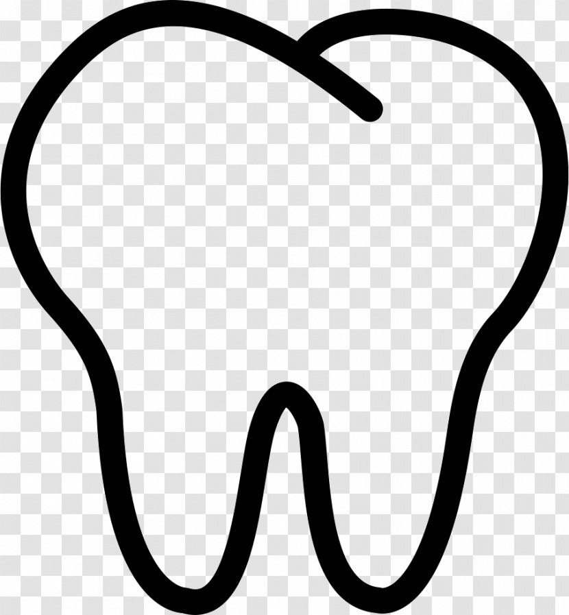 Human Tooth Clip Art - Black And White - Line Transparent PNG