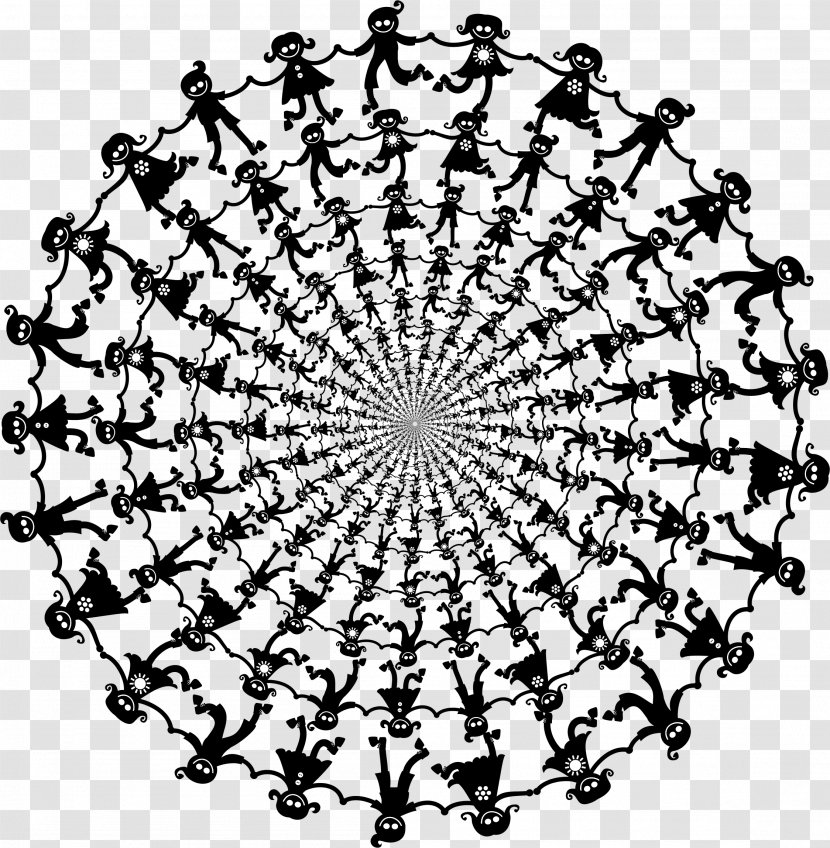 Circle Dance Child Clip Art - Black And White - Dancing Kids Transparent PNG