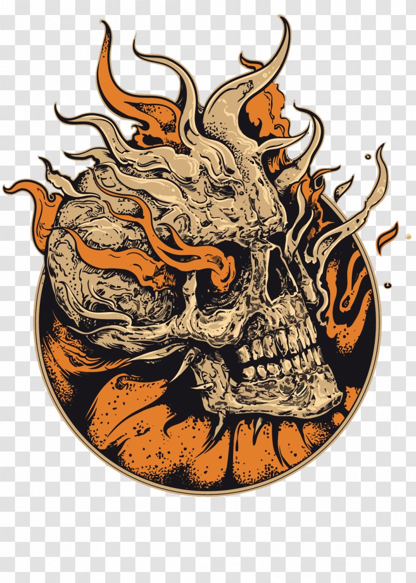 Human Skull Symbolism Art Illustration - Skeleton - Vector Flame Transparent PNG