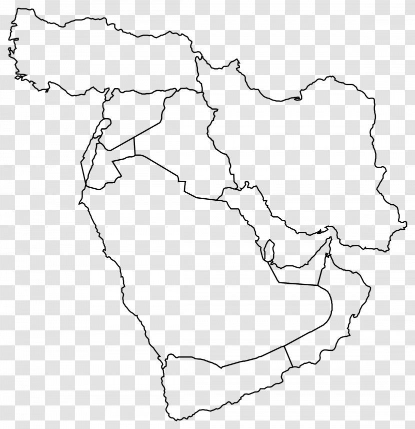 Middle East Near Blank Map World - Persia Transparent PNG