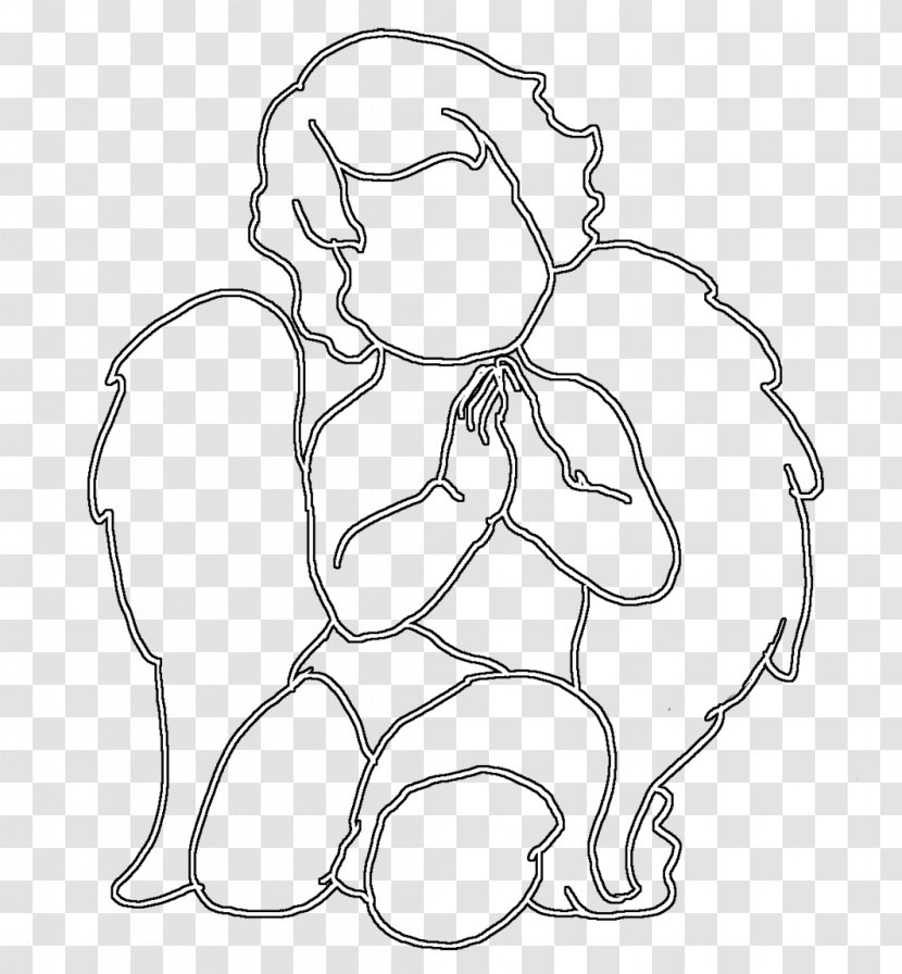 Drawing Cherub Angel Black And White Clip Art - Cartoon - Save Button Transparent PNG