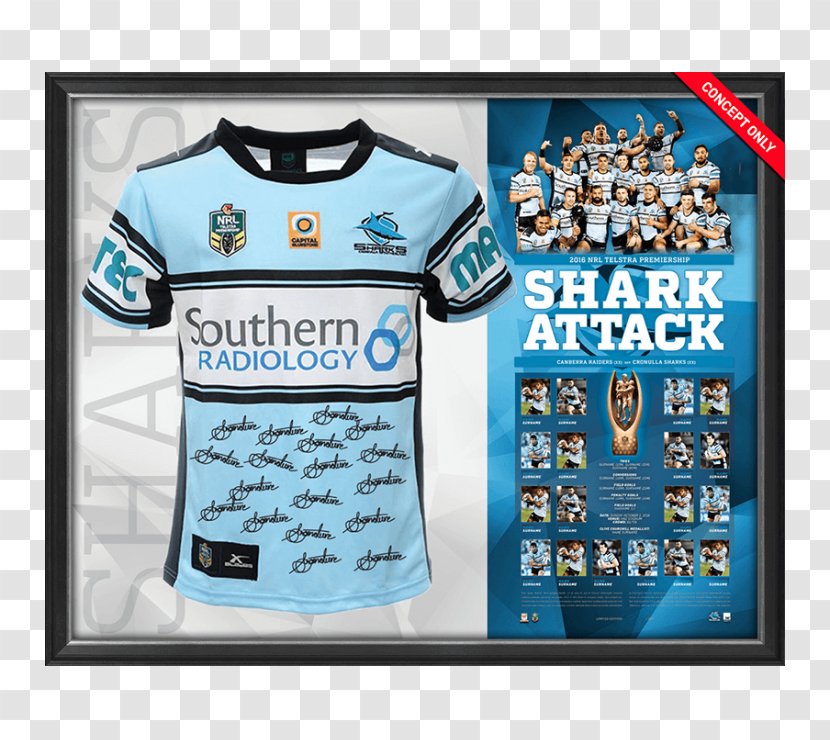 Jersey 2016 NRL Grand Final Cronulla-Sutherland Sharks Season Melbourne Storm - Sleeve - Cronullasutherland Transparent PNG