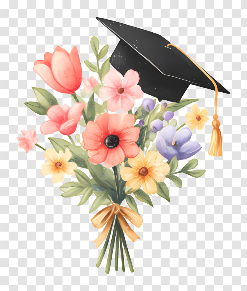 Graduation Bouquet With Cap Transparent PNG