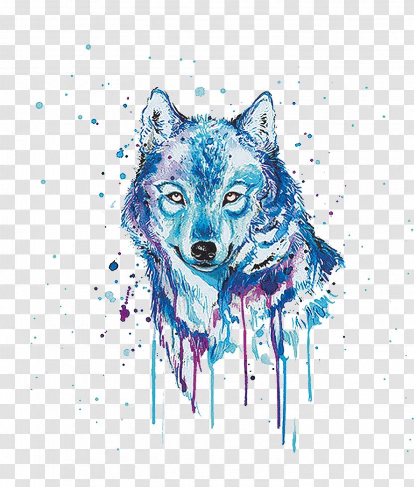 Gray Wolf Watercolor Painting Oil - Painted Transparent PNG