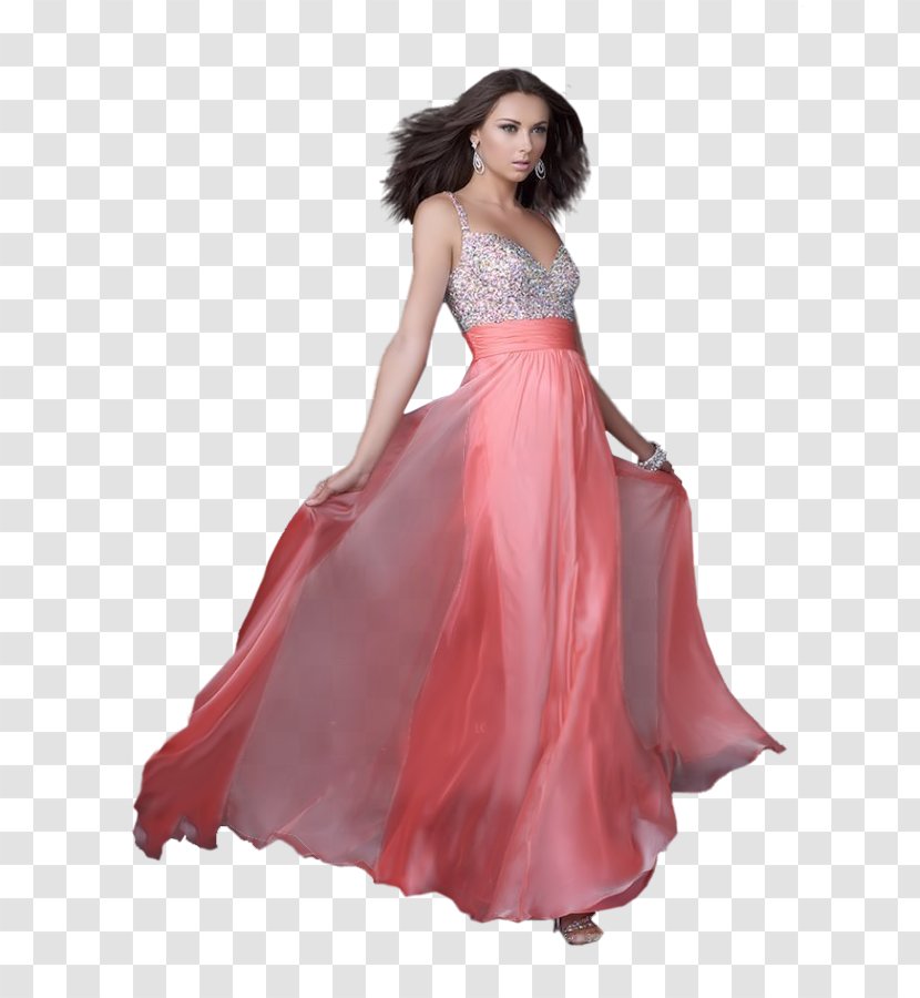Evening Gown Dress Prom Sleeve - Peach Transparent PNG