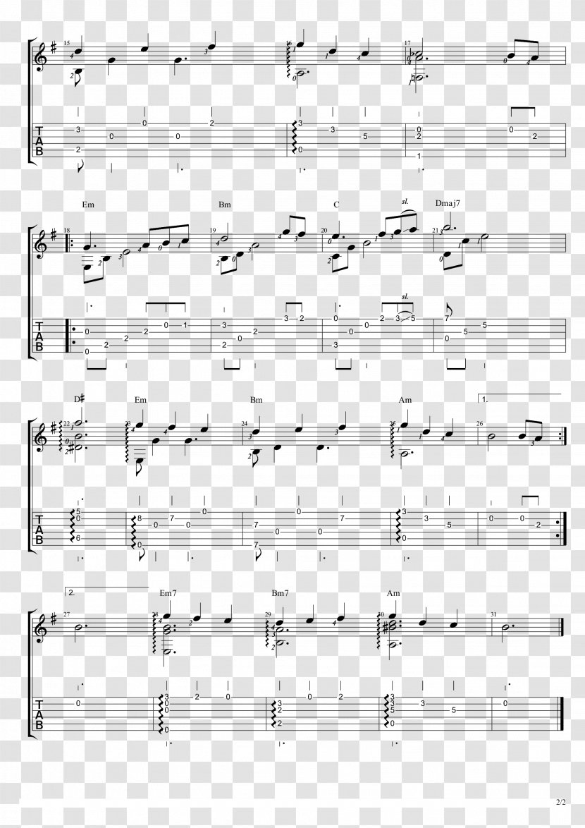 Numbered Musical Notation Sheet Music Guitar - Composition - Busstop Ecommerce Transparent PNG